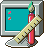 icon of computer monitor with paintbrush and ruler
